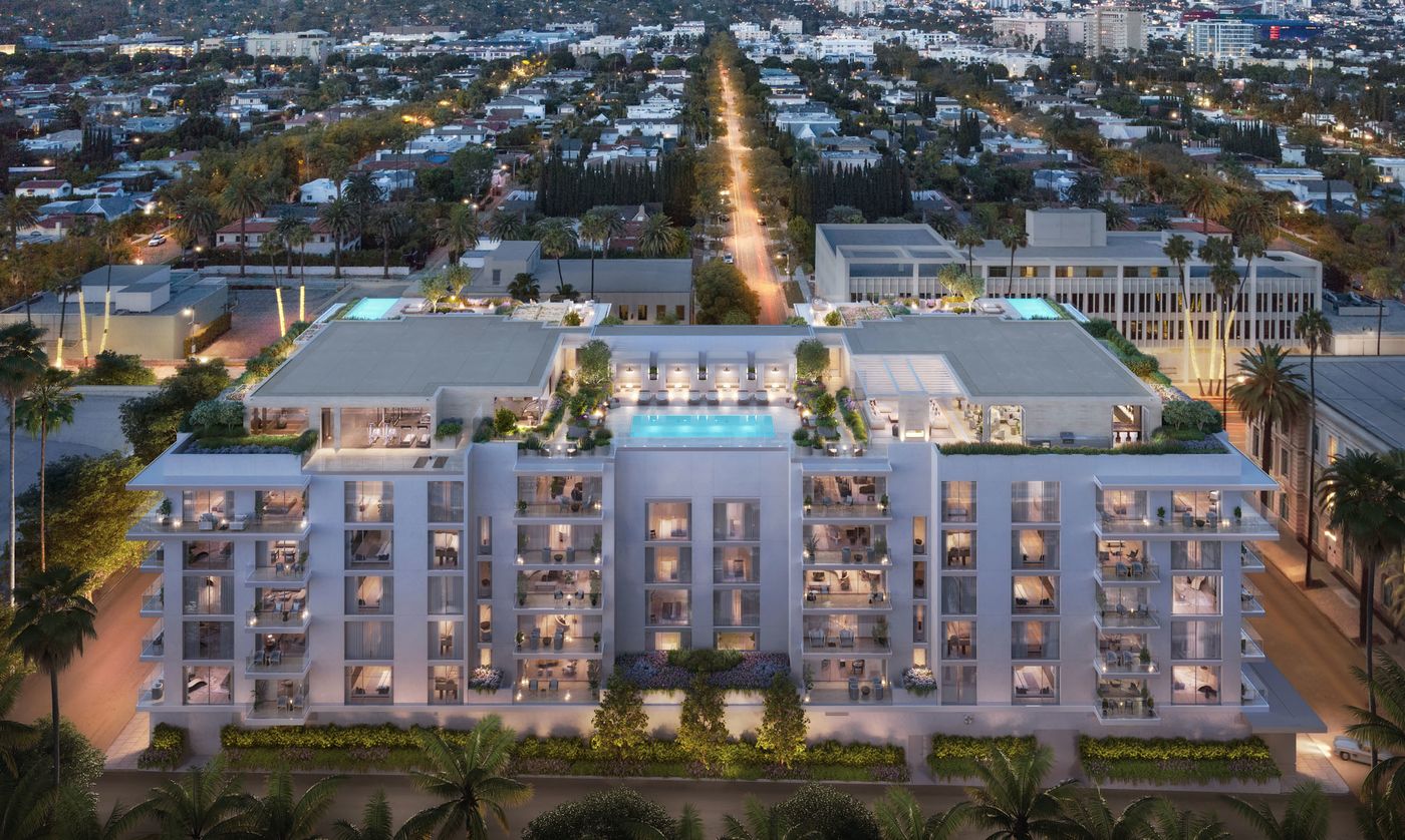 rendering of the mandarin oriental beverly hills building