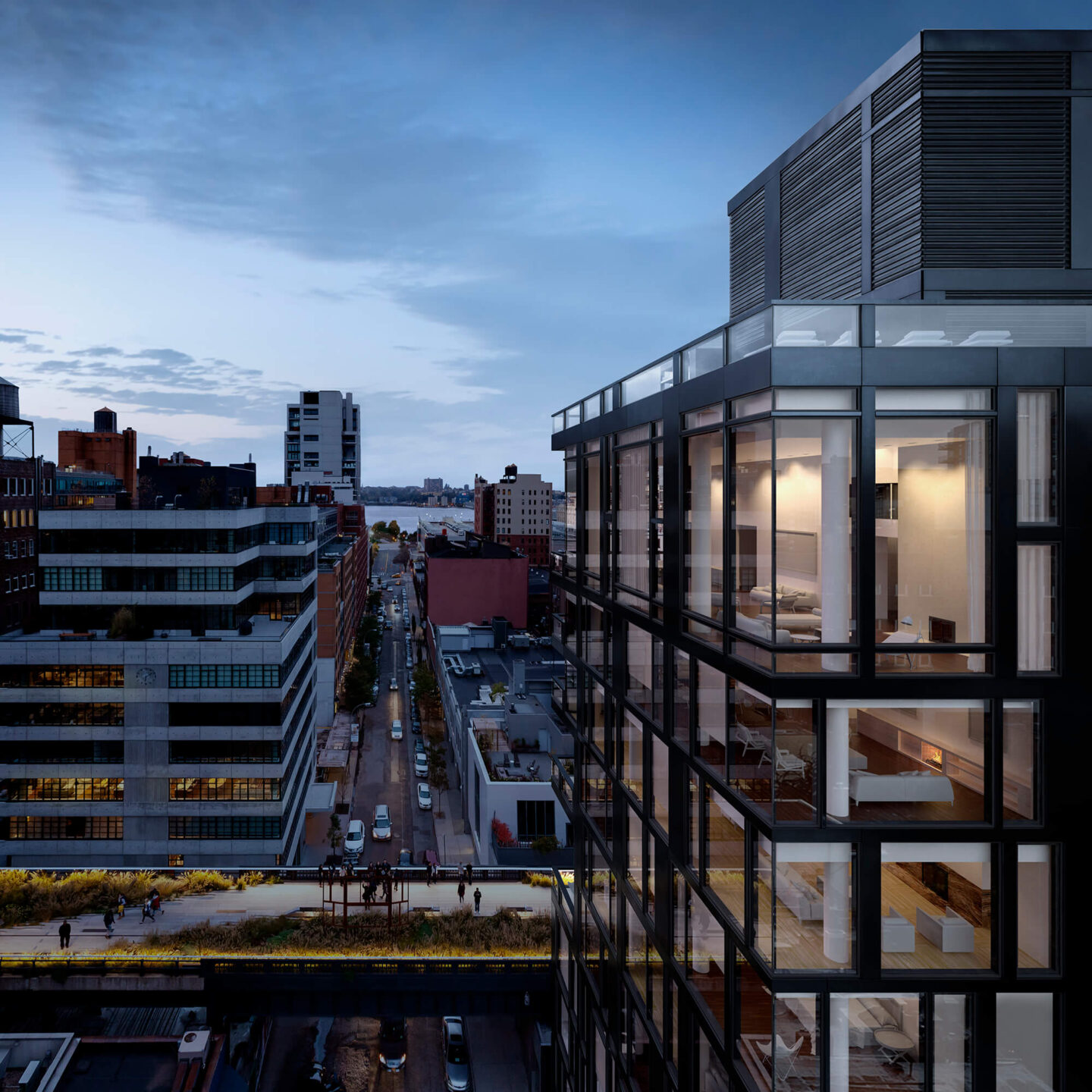 the getty building with a view of the highline